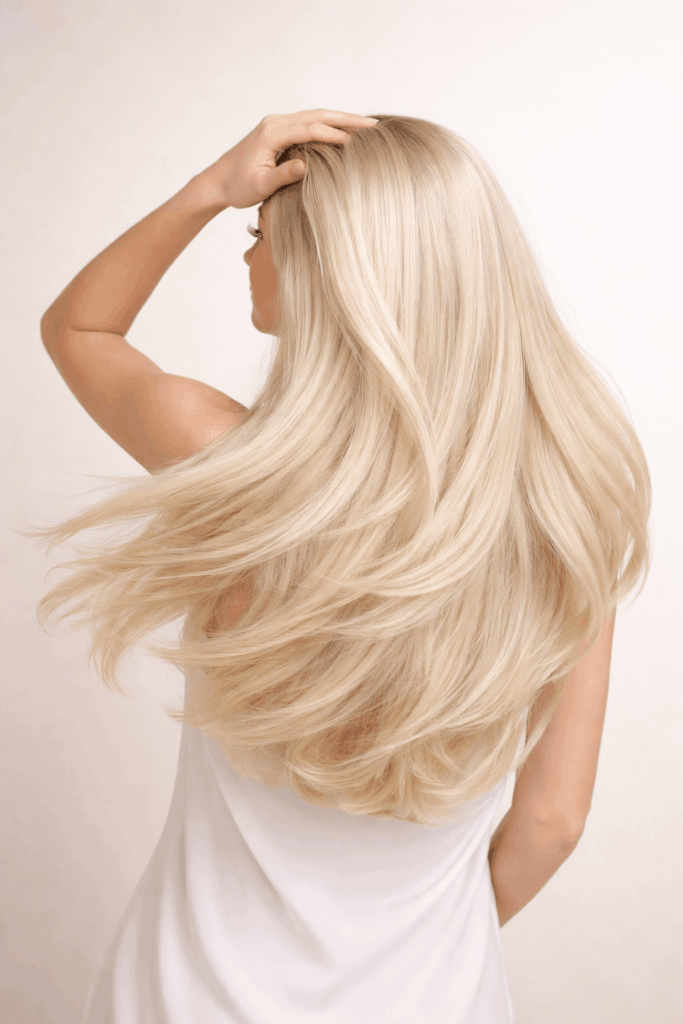 blonde Frau mit langen haaren
